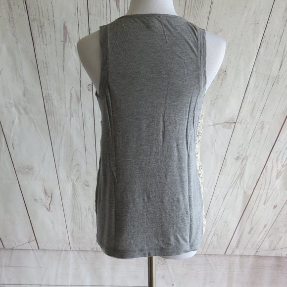 J. Crew Gray Beige Crochet Lace Floral Overlay Tank Top Blouse - Size Small - Picture 5 of 8